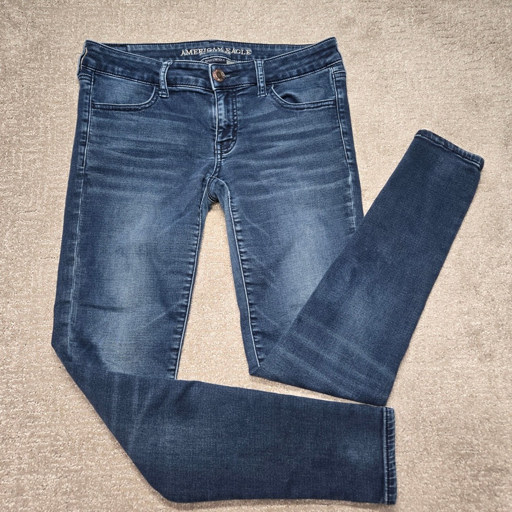 American Eagle Super Stretch X Skinny Jeans Womens 8 Long Dark Wash Denim Pants